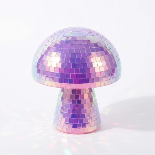 Vista 10 de Bola de discoteca creativa de hongo para fiesta, decoración de mesa, espejo retro hecho a mano, bola de discoteca en forma de hongo, decoración