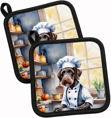 Vista 120 de Caroline's Treasures Coton de Tulear El Chef Par de Agarraderas de Ollas de Cocina Resistentes al Calor Juegos de Agarraderas de Ollas Almohadillas