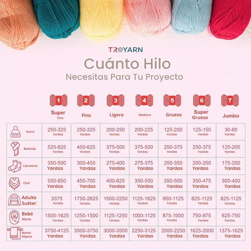 Vista 5 de 105001 - Hilo para tejer y ganchillo crema, 2 madejas (2 x 383 yardas), 100% microfibra acrílica
