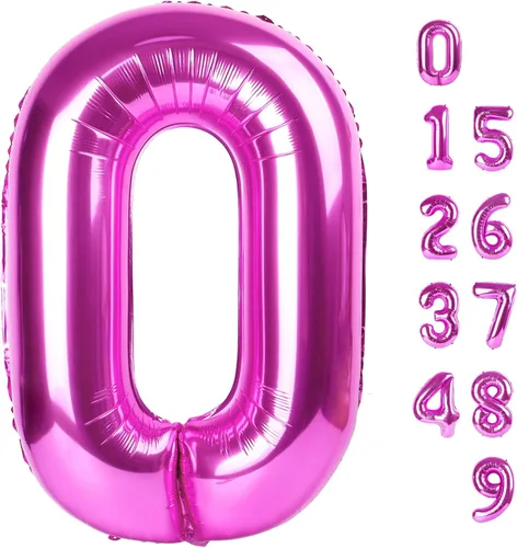 Vista 68 de Globos con números de 40 pulgadas, color negro, para decoraciones de cumpleaños de 10 a 100 años Jumbo 40In & Vibrant Color, With Hanging Holes