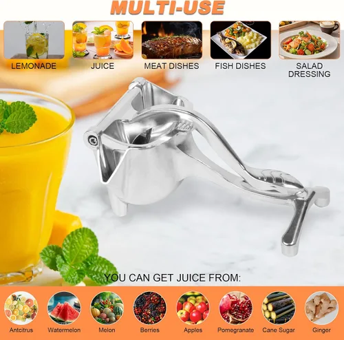 Vista 7 de Exprimidor de limón grande, exprimidor manual de frutas de aleación de aluminio, exprimidor de cítricos resistente para limones, naranjas, granadas