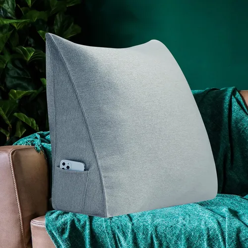 Vista 6 de Johnear Almohada triangular para cabecero, almohada de cuña de algodón y lino, almohada grande para respaldo de lectura para sofá y cama, soporte