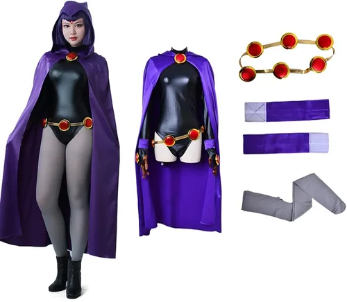 Vista 4 de miccostumes Conjunto completo de traje de cosplay con capa morada, color negro