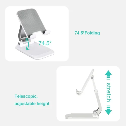 Vista 6 de Aotedor Soporte ajustable para teléfono de escritorio, diseño ergonómico, portátil, manos libres, compatible con iPhone y Samsung
