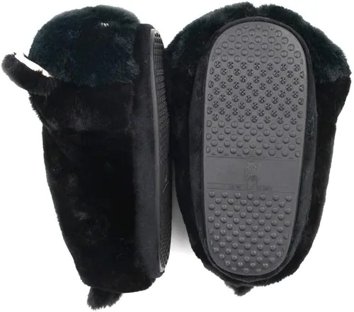 Vista 4 de Millffy Pantuflas de conejo para mujer, cálidas, divertidas, para casa, zapatos de conejo, pantuflas de felpa Gato negro