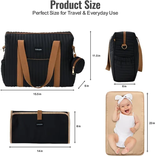 Vista 13 de GOBABYMART Diaper Bag Tote for Moms, Baby Hospital Bag with Insulated Bottle Pockets, Changing Pad & Stroller Straps