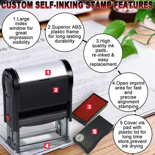 Vista 2 de Sellos de oficina de pago en línea, autoentintados, personalizados para suministros comerciales, sellos de goma personalizados para suministros