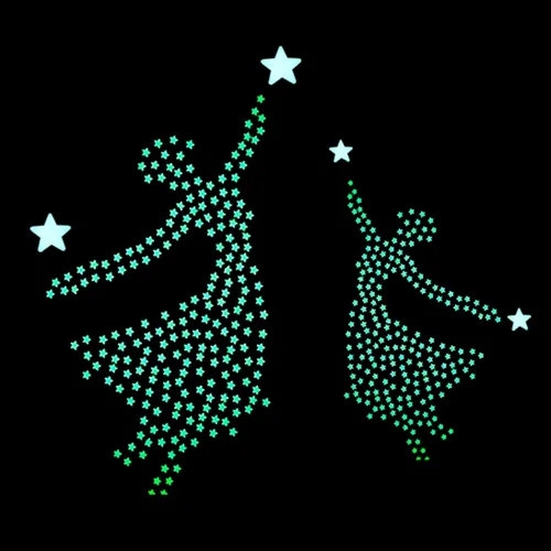 Vista 9 de 204 calcomanías de pared de plástico noctilucente fluorescente que brillan en la oscuridad, estrellas luminosas para el hogar, techo, pared