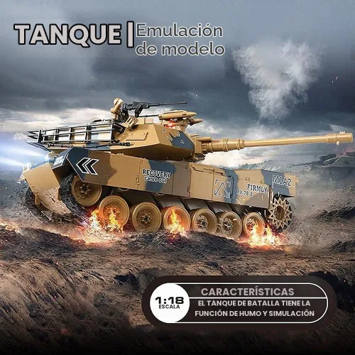Vista 8 de fisca Tanque de control remoto M1A2 RC 1/18 con 2.4 GHz, 15 canales, fumar - Tanque de batalla principal Abrams que juguete militar para niños