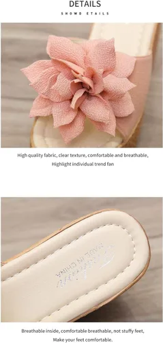 Vista 5 de pearlzone Sandalias de plataforma para mujer, alpargatas, sandalias de tela con flores, parte inferior gruesa, tacones inclinados, sandalias