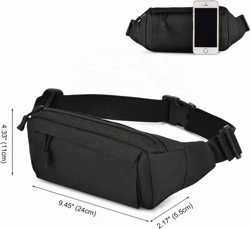 Vista 2 de Cangurera táctica pequeña para uso diario, para viajes, senderismo, escalada, correr (negro)
