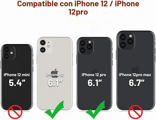 Vista 2 de OCASE Compatible con iPhone 12 Case/Compatible con iPhone 12 Pro Wallet Case, funda tipo cartera de piel sintética con tapa y tarjeteros con bloqueo