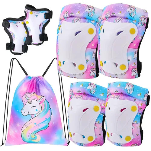 Vista 8 de FIODAY Knee Pads for Kids with Drawstring Bag for Girls Boys Un arco iris.