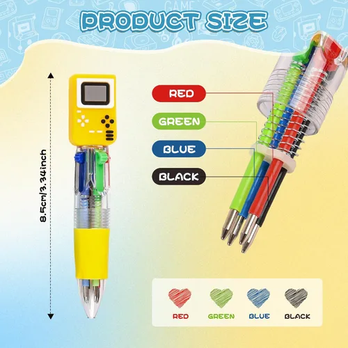 Vista 2 de LiYiQ 25 Piezas Bolígrafos Multicolores de Videojuegos en Uno de Dibujos Animados Lindos y Divertidos 4-en-1 Bolígrafos Lindos a Granel Kawaii