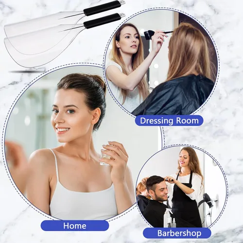 Vista 7 de Flutesan 4 máscaras protectoras de plástico reutilizables con mango de esponja para cortar el cabello, rociar, aplicación de maquillaje