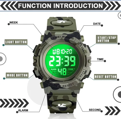 Vista 2 de Reloj impermeable multifuncional LED para niños - Regalos para niños