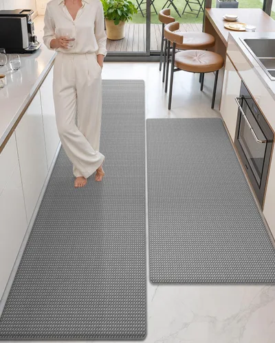 Vista 32 de Color&Geometry - Alfombras de cocina antideslizantes e impermeables Alfombra de cocina acolchada Alfombra antifatiga para pararse de 30 x 18 Verde