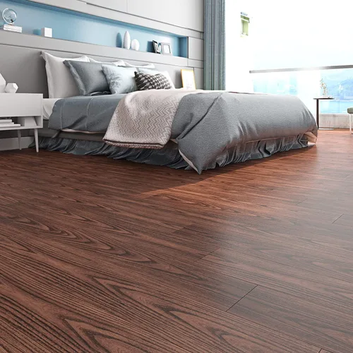Vista 2 de FunStick Azulejos de suelo de madera marrón de 6 x 36 pulgadas, impermeables, de madera de nogal, azulejos de vinilo para despegar y pegar