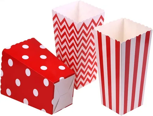 Vista 6 de Tvoip 36 unids/lote de cajas de palomitas de maíz coloridas para dulces, alimentos y chocolate, bodas, cumpleaños y películas (negro)