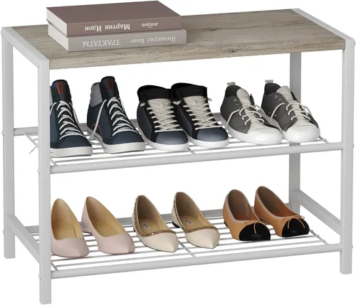 Vista 20 de HOMEFORT Zapatero de 5 niveles, estante de almacenamiento de zapatos, torre industrial para zapatos, organizador de zapatos estrecho para entrada