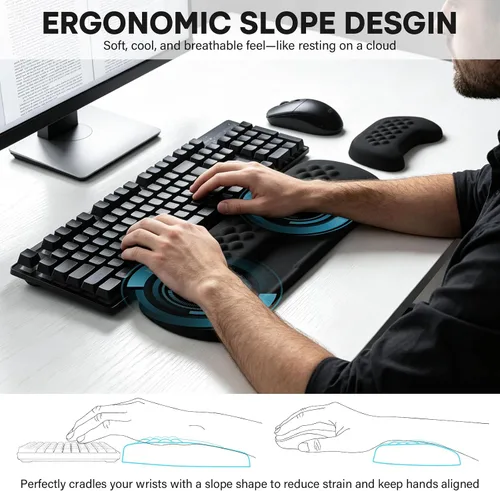 Vista 4 de JIKIOU Wrist Rest for Keyboard and Mouse, Soft Memory Foam Wrist Rest Black 02púrpura