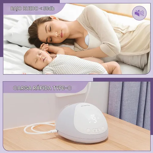 Vista 5 de Extractor de leche manos libres: extractor de leche portátil con 3 modos/9 niveles/pantalla LED, bajo ruido, para inserto de cojín de silicona