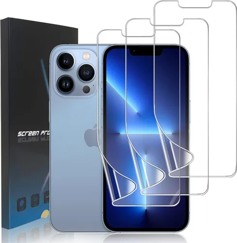 Vista 17 de Paquete de 3 protectores de pantalla de película de hidrogel para iPhone 13/iPhone 13 Pro, protector de pantalla de TPU suave HD para iPhone 13/13