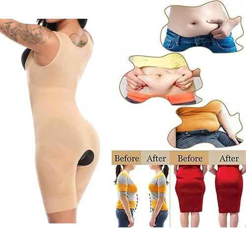 Vista 3 de Gumipy Body moldeador para mujer, sin costuras, control de abdomen, fajas, moldeador de glúteos, busto abierto, pantalones cortos más delgados