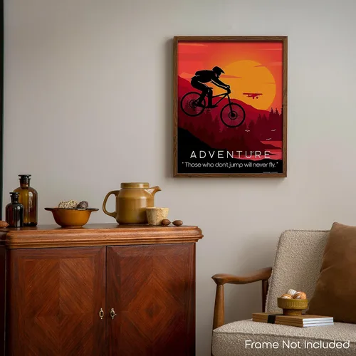 Vista 6 de Inspirational Wall Art Co. - Aventura - Póster de rampa de bicicleta de montaña Offroad con citas motivacionales, póster impreso para decoración