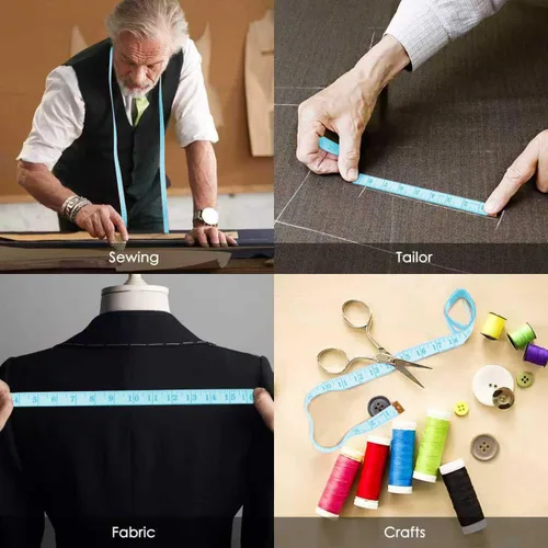 Vista 7 de iBayam - Paquete de 2 herramientas de cinta métrica para costura de tela corporal, 60 pulgadas, blanco suave y negro retráctil, cinta métrica