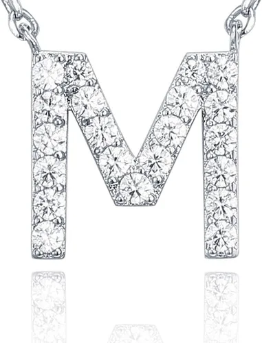 Vista 144 de PAVOI 14K White Gold Plated Cubic Zirconia Initial Necklace Letter Dainty Necklaces for Women