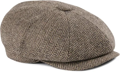 Vista 9 de FEINION Gorra de lana para hombre, 8 paneles, Ivy Tweed Cabbie, sombrero plano, Baker Boy