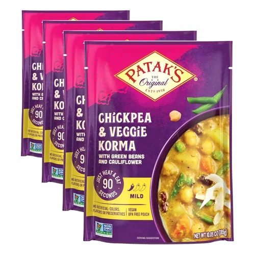 Vista 15 de Patak's Garbanzos con Mantequilla y Vegetales, 10.05 Oz (Paquete de 1) Curry Suave con Garbanzos, Espinaca, Zanahorias, Comidas Vegetarianas Listas
