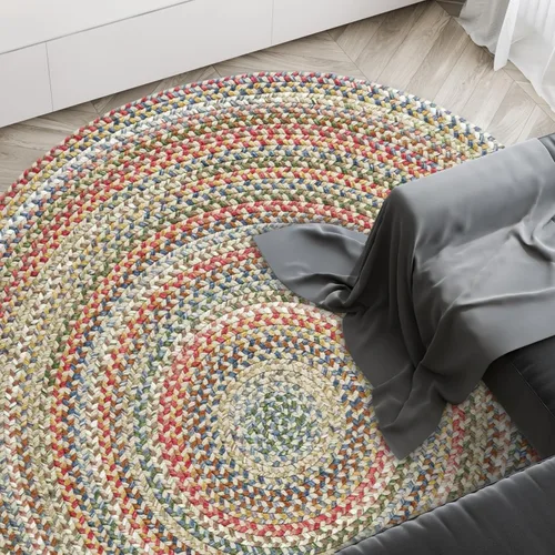 Vista 45 de Rhody Rug Country Jewel CJ35 - Alfombra trenzada ovalada de bronce de 2 x 3 pies, decoración del hogar, alfombra de piso o alfombra de dormitorio