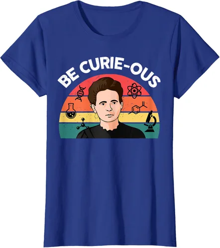 Vista 9 de Camiseta de ciencia para mujer Be Curie-ous Marie Curie Funny Chemist Teacher, Azul Azul Pastel