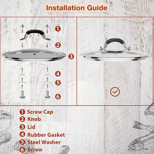 Vista 6 de Tapa de vidrio templado de 9.1 pulgadas para olla instantánea de 5/6 cuartos de galón, cubierta universal para olla a presión eléctrica con perilla