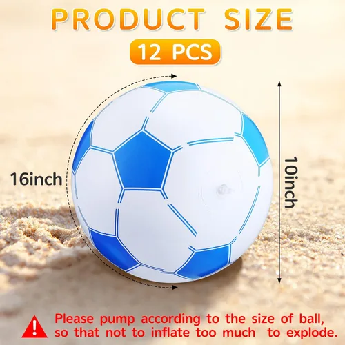 Vista 2 de Hungdao Pelota de fútbol inflable de 16 pulgadas, juguetes de playa grandes, multicolor a granel, pelotas de fútbol inflables, juegos de agua