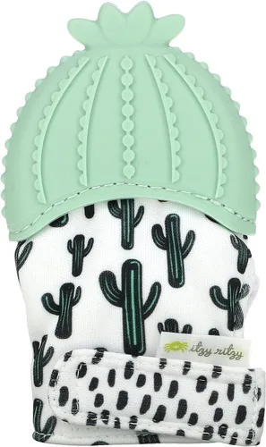 Vista 9 de Itzy Ritzy Manopla de dentición de silicona, manopla calmante para dentición infantil con correa ajustable, sonido arrugado y silicona texturizada