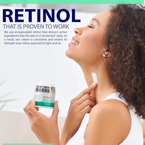 Vista 2 de Crema de retinol para la cara - Hidratante facial antienvejecimiento - Crema de retinol con ácido hialurónico - Hidratante para piel seca - Crema
