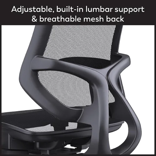 Vista 3 de WorkPro Silla de oficina ergonómica de malla y malla con respaldo medio, negro/negro, compatible con BIFMA