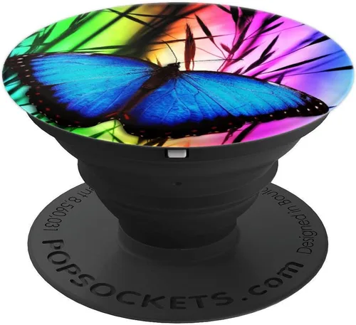 Vista 4 de Soporte para teléfono celular con diseño de mariposa color arcoíris – PopSockets Grip y soporte para teléfonos y tabletas