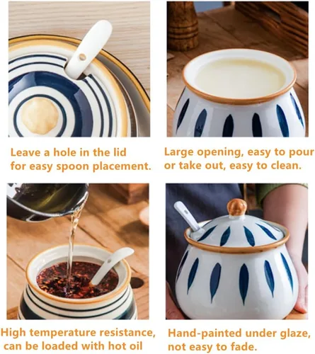 Vista 6 de Elyfree Recipiente de grasa de tocino con colador, protector de grasa de tocino de cerámica con colador de 23 onzas, almacenamiento de aceite