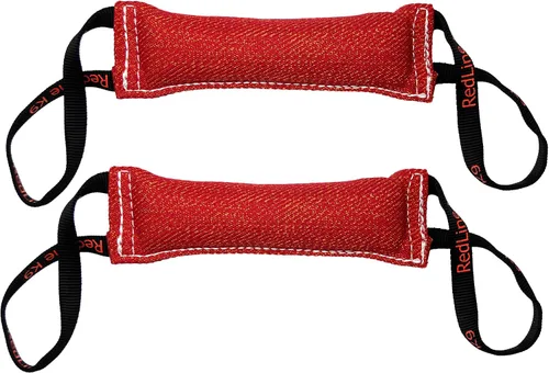 Vista 4 de Redline K9 - Paquete de 2 juguetes de lino francés para perros (3 x 10 pulgadas), 2 asas (negro)