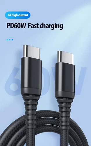 Vista 3 de [Paquete de 3 cables trenzados USB tipo C a USB C de 60 W PD de 10 pies de carga rápida compatibles con iPhone 15, MacBook Pro, iPad mini 6, Air 4