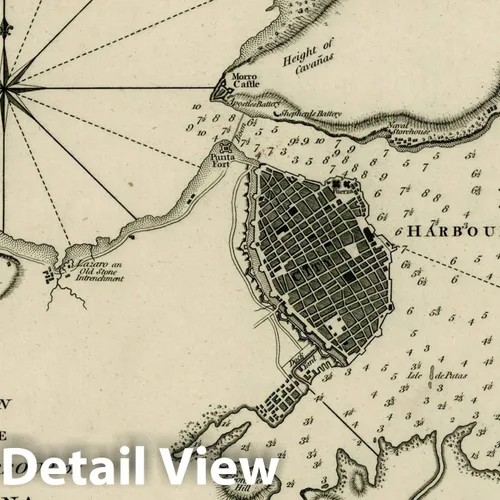 Vista 2 de Historic Map : Plan of The City and Harbour of Havanna, 1794, Sayer & Bennett, Vintage Wall Art : 24in x 18in