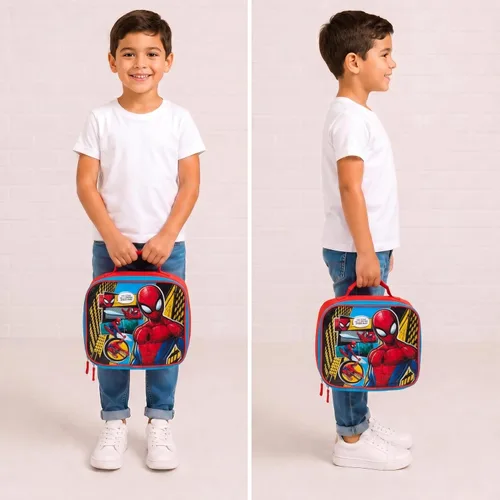 Vista 2 de Fast Forward Spider-Man - Bolsa de almuerzo aislada para niños para picnic escolar Easy-pull Zipper Glides Smooth, Soft-grip Handle for Comfy