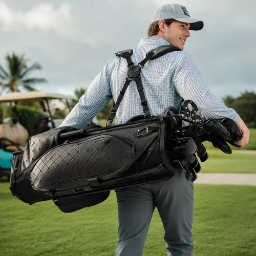 Vista 5 de ASK ECHO Prestige Full-Length Hybrid Stand Bag – Premium Leather Negro