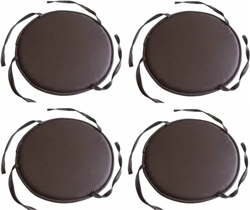 Vista 11 de Womenyiaor Juego de 4 cojines redondos para sillas para interiores y exteriores, con lazos, juego de bistró, almohadillas para sillas de comedor
