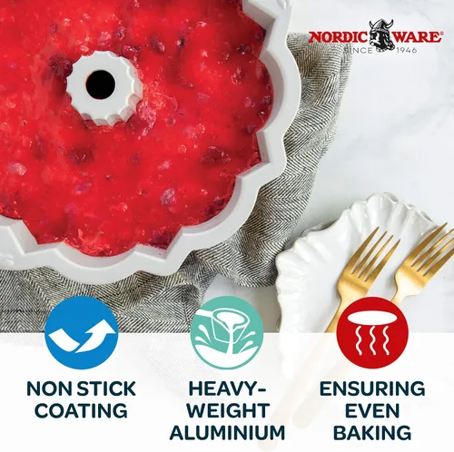 Vista 3 de Nordic Ware Platinum Anniversary Bundt Pan and Angel Food Cake Pan Bundle Juego de utensilios para hornear de 2 piezas