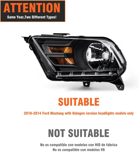 Vista 2 de para Ford Mustang 2010-2014 - Conjunto de faros delanteros color negro
